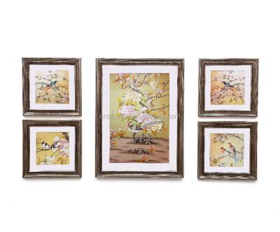 China Classic Flower and Bird Picture Frames, Canvas Print Frame, 5pcs Set Picture Frame for sale