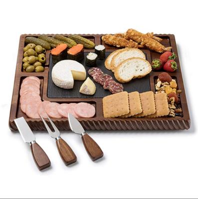 China Acacia Vendor Cheese Board Sustainable Hot Custom Square Kitchen Large And Bamboo Cutlery Knife Set for sale