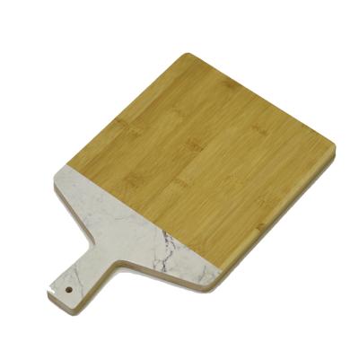 China Sustainable Eco Friendly Kitchen Accessory Natural Bamboo Cutting Board Rectangle Shape Cutting Plates With Handle for sale