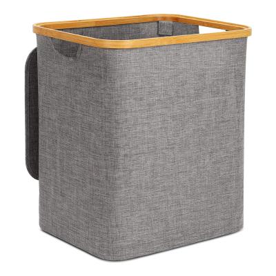 China Modern Collapsible Laundry Hamper with Bamboo Handles Collapsible Laundry Basket for Storage Clothes Towels for sale