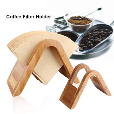 China Modern Bamboo Coffee Filter Rack Coffee Filter Holder Coffee Filter Paper Container Holder for sale