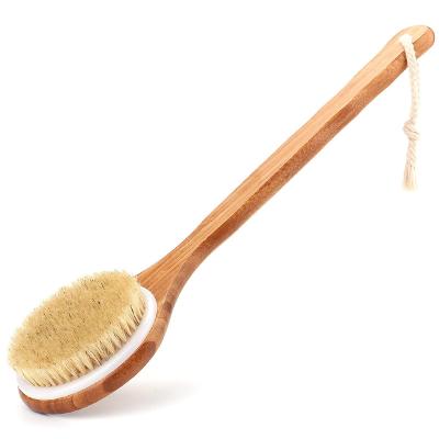 China All Natural Wholesale Custom Boar Bristle Orb Dry Brush With Long Wooden Handle for sale