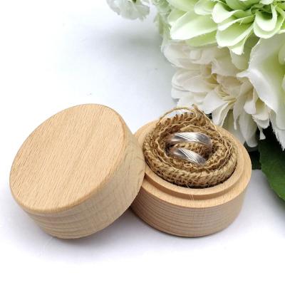 China Wood Personalized Ring Box Jewelry Trinket Storage Rustic Wooden Container Holder Wedding Ring Bearer Custom White DIY for sale