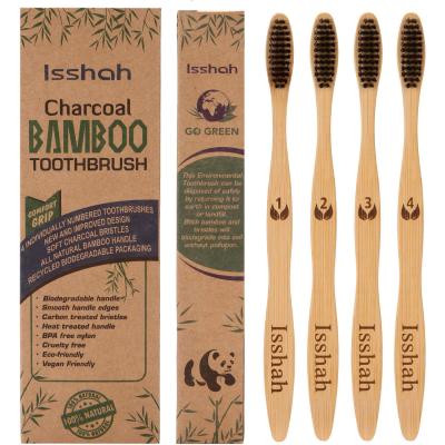 China Hot 100% Biodegradable Charcoal Kids Natural Eco-Friendly Wooden Bamboo Toothbrush Amazon Eco-Friendly For Adult for sale