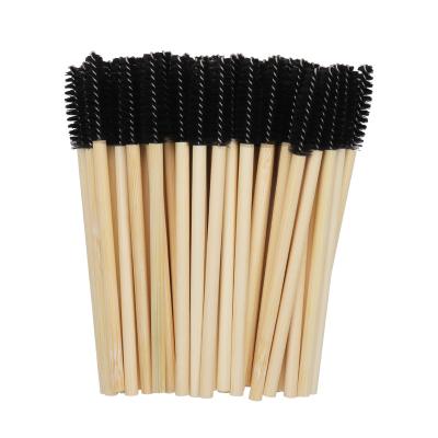 China Eco-friendly Disposable Bamboo Nylon Nylon Eyebrow Eyelash Lash Pole 50PCS Mini Makeup Brush Wholesale Eco-friendly Brush Eco-friendly for sale