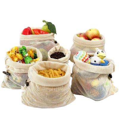 China Wholesale Cotton Zero Waste Organic Reusable Product Eco Mesh Bag For Fruits And Mesh Net Bag Reusable Shopping Other Vegetable Bag for sale