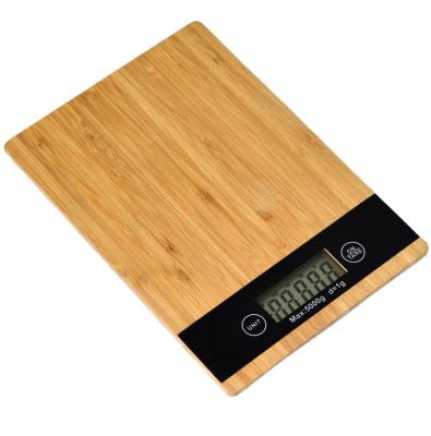 China Digital Food Electronic Kitchen Scale Eco Panel LED Display Bamboo Scale 5KG/1G Cooking Food Bamboo Kitchen Scale for sale