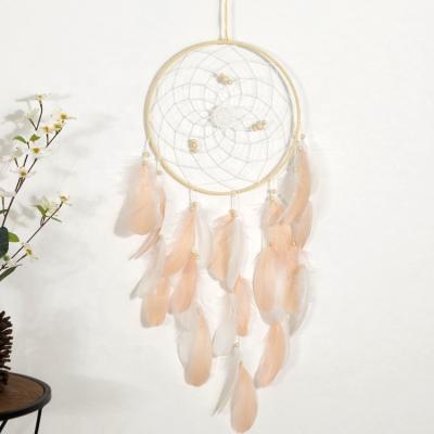 China Indian Handmade Pink Dream Catcher Feather Feather Dropshipping Dreamcatcher Home Decor Wall Hanging for sale