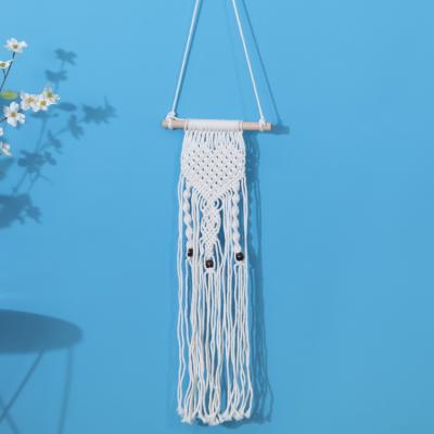 China Art Decor Drop Shipping Wood Beads Chic Woven Custom Tapestry Home Bedroom Macrame Wall Hanging Decor for sale