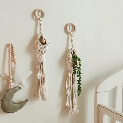 China Handmade Woven Bohemian 100% Cotton Home Decor Macrame Plant Hanger Wall Hanging For Living Room for sale