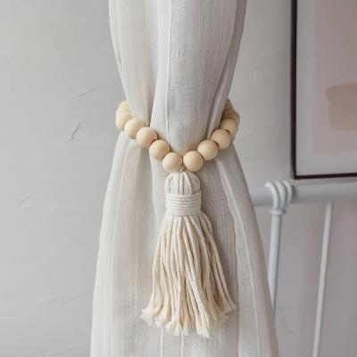 China Handmade Mini Boho Tiebacks Curtain Decoration Accessories Bohemian White Macrame Home Decor for sale