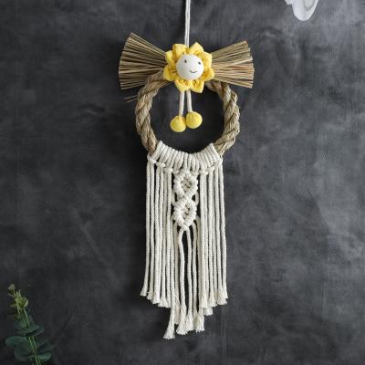 China Dreamy Bohemian Macrame Catcher Wall Hanging Flower Tassels Hand Woven - Woven for Bedroom Art Decor for sale