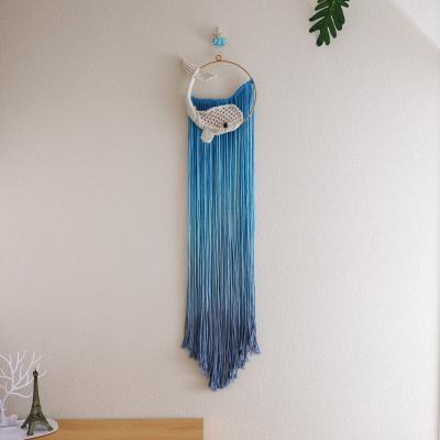 China 2022 Large Boho Macrame Kids Room Catcher Blue Whale Free Wall Hanging Dream Bohemian Home Decor for sale