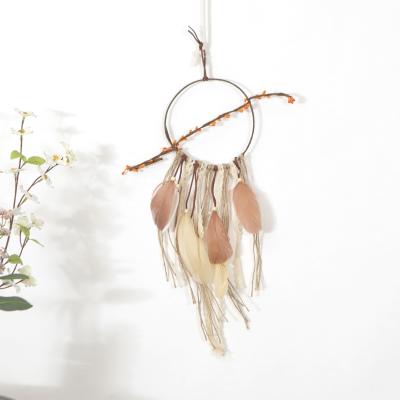 China Dropshipping Indian Hanging Life Dreamcatcher Bohemian Feather Handmade Lace Catcher Dreamcatcher Flower for sale