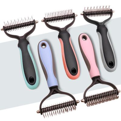 China Manufacturer WholesalNew Release Pet Grooming Tool Side Stored Cleaning Pet Double Comb Open Knot Hair Removal Dog Hair Remover Comb for sale