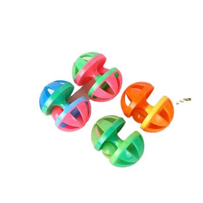 China Factory Direct Sales Viable Design Cat Toys ABS Multi Color Plastic Roll Pearl Twin Bell Clang Ball Interactive Pet Cat Toy for sale