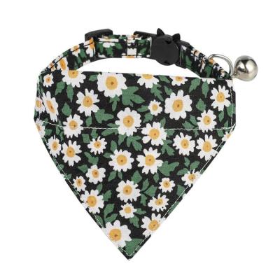 China Wholesale Viable Pet Cat Flower Bandana Collar Washable Cotton Printing Logo Pet Cat Scarf Bandana for sale