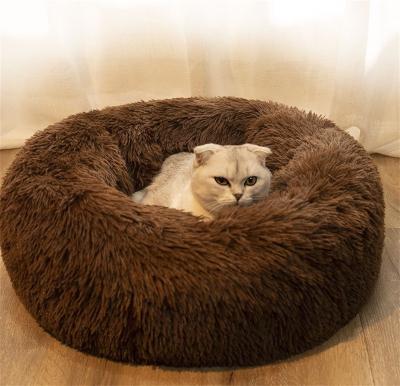 China Best Viable Free Sample Custom Waterproof Washable Around Faux Long Fur Pet Bed Removable Non-Slip Cat Dog Bed Manufacturer for sale