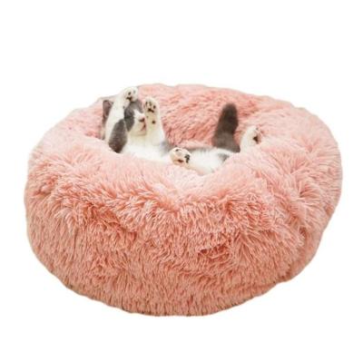 China DOKA Wholesale Custom Breathable Soft Plush Donut Pet Bed Warm Cushion Sofa Cat Dog Bed for sale