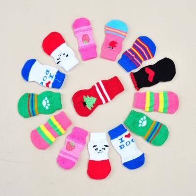 China Manufacturer Stocked Wholesale Fashion 4pc/Set Dog Shoes Anti-Slip Pet Stock Shoes Dog Cotton Indoor Wear Soft Shoes Random Send for sale