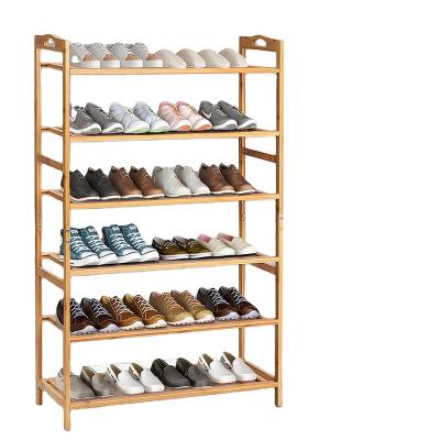 China Factory Directly Expandable Wholesale Orders 6 Tier Acceptable Bamboo Wooden Shoe Rack for sale