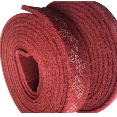 China Stainless Steel 7447 Red Cleaning Abrasive Nylon Nonwoven Scouring Pad Wheel / Rollindustrial Scrub Pad Covers Raw Material Aluminum Oxide Belt for sale