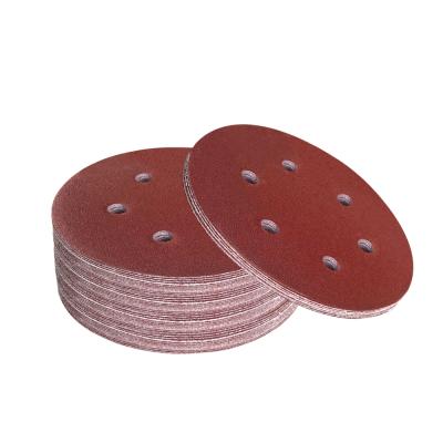 China 5 Inch 6 Hole Abrasive Disc Sandpaper Aluminum Oxide Hook And Loop Automotive Polishing Sand Filler Paper Sanding Discs For Polishing for sale