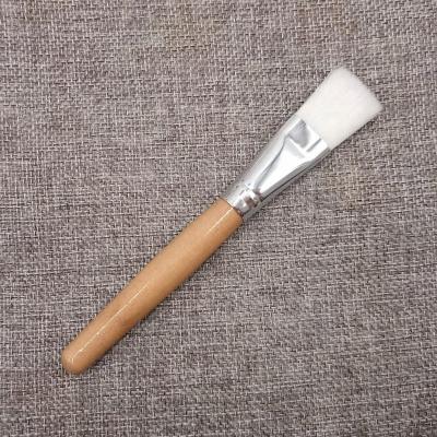 China Wholesale Flat Brush Wood Handle Facial Mask Brushes Makeup Face Brush For Masker for sale