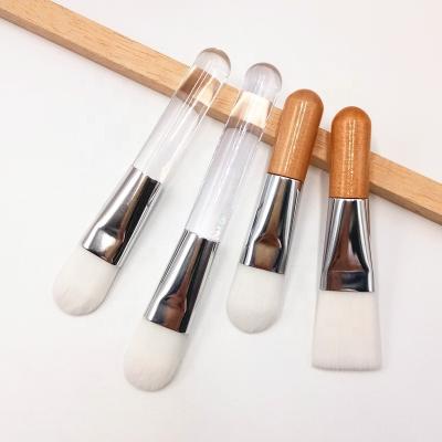 China Facial Brush Clay Mask Applicator Makeup Clear Small Flat Brush Face Mask Handle Mini Foundation Brush White for sale