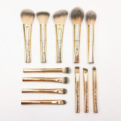 China Angular Blush One Size Gold Face Travel Style Square Handle Gold Plated Mini Makeup Brush Cosmetic Brush for sale