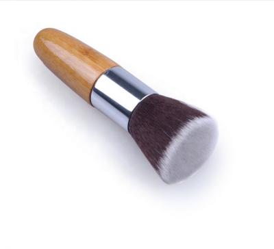 China Multifunctional Paddle Brush In Stock Logo Nylon Hair Short Bamboo Vegan Makeup Brush Basic Kabuki Flat Brush for sale