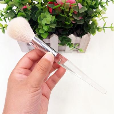 China Factory Custom Round Clear Handle Private Label Brush Goat Hair Makeup Powder Brush White Cheek Blush Blusher Brush for sale