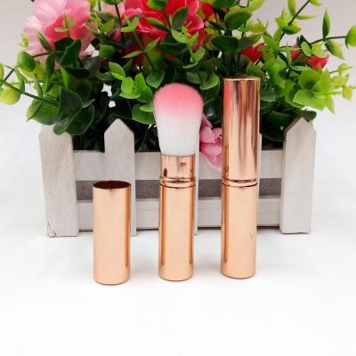 China Shenzhen Rose Gold Pink Single Makeup Brush Wholesale Retractable Smudge Kabuki Sweep Blusher Brushes for sale