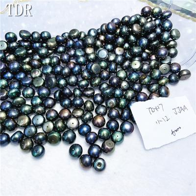 China Freshwater Pearl Dyed Color Button Loose Pearls 11-12 Mm Natural Freshwater From China for sale