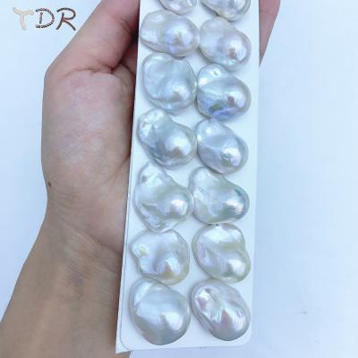 China Freshwater Pearl Round 17-21 Mm Core Freshwater Loose Pearl Baroque Pearl Pair Head For Earring Or Dangle Jewelry for sale