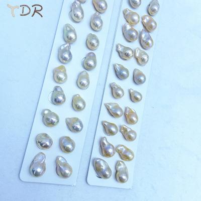 China Freshwater pearl of the pearl about 12-13 mm core small size baroque freshwater pearl pairs lead to the earrings natural color for sale