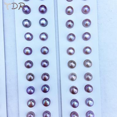 China 7-7.5mm Real Natural Genuine Freshwater Pearl Half Drilled Button Pearl Loose Pairs White Different Size Pearl 6mm-13mm /pink/purple Freshwater Pearl for sale