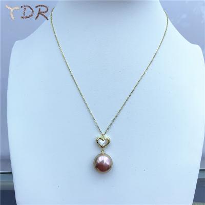 China Fashion Luxury Freshwater Pearl Gold Necklace Silver Coin Pearl Love Necklace for sale