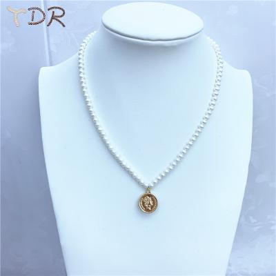 China Genuine Freshwater Pearl Pearl 4-4.5mm Round White Color Freshwater Pearl Silver Finding Necklace Jewelry For Wedding for sale