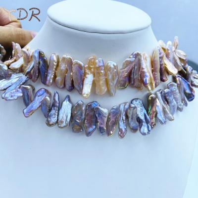 China Baroque Freshwater Pearl Biwa Necklace Finished Jewelry Natural Color Size About 8-9 Mm 18 Inches for sale