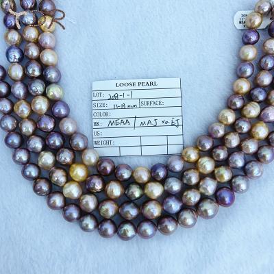 China Freshwater Pearl 11-13 Mm Core Strand Cultured Freshwater Baroque Pearl Natural Color for sale