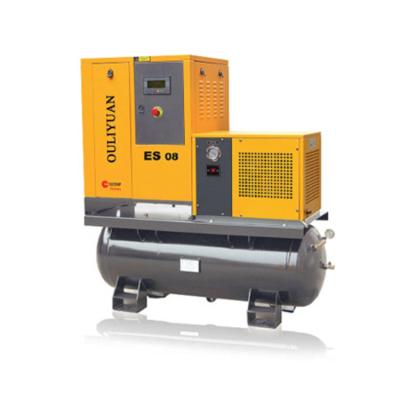 China High Quality Lubricating Oil China Manufacture Low Noise 5.5kw Inline Screw Air Compressor With Air Tank for sale