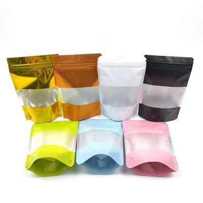 China Recyclable Clear Front Aluminum Foil Back Heat Sealable Zipper Lock Airtight Zipper Stand Up Pouch Bag for sale