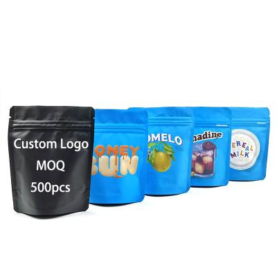 China New Recyclable In Stock Custom Logo Print Matte Smell Proof Packaging Mini Zip Lock Mylar Plastic Cookie Packaging Bags With Window for sale