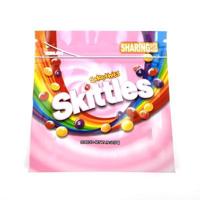 China Customized Recyclable 400mg Mylar Skittles Bags Empty Medicated Zipper Smell Proof Packaging Bags for sale