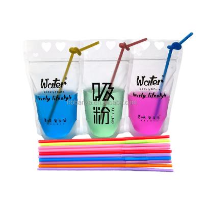 China Disposable Juice Drink Pouch With Straw Customized Standing Engraving Printing Beverage Packaging Bag Plastic OEM Bags for sale