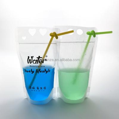 China Clear Disposable Juice Drink Pouches Reclosable Hand Held Plastic Zipper Drink Bags for sale