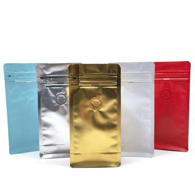 China Custom Printed Coffee Beans Moisture Proof Aluminum Foil Packaging Pouch Side Gusset Flat Bottom Coffee Bag With Valve for sale