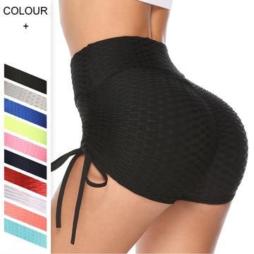 China Women High Waist Breathable Plus Size Legging Shorts Running Gym Workout Butt Lift Tights Jacquard Bubble Yoga Shorts for sale