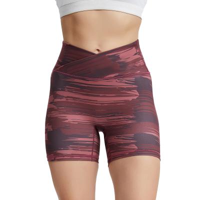 China Active Wear Camouflage Print Breathable Women Stretchy Plus Size Yoga Shorts High Waist Biker Shorts For Women for sale